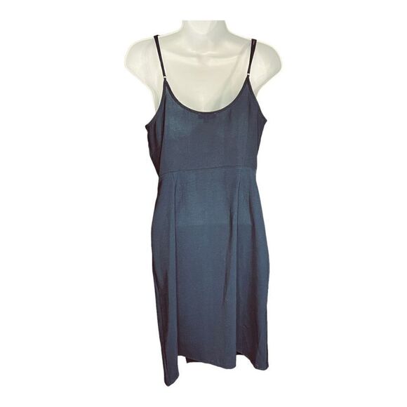 Timing Women’s Asymmetrical Button Up Spaghetti Strap Navy Blue Dress Sz S - Picture 10 of 12